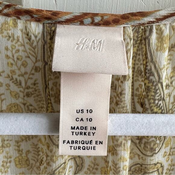 H&M Printed Pleated Chiffon V-Neck Wrap Dress Royal Wedding - Picture 8 of 11